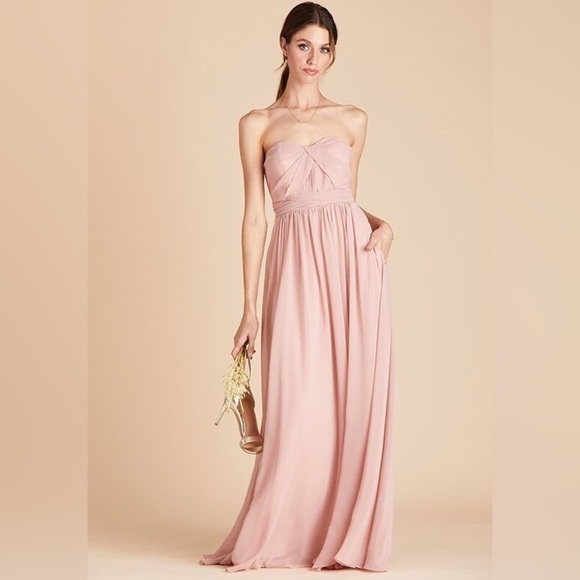 BIRDY GREY Grace Convertible Chiffon Dress In Rose Quartz - Picture 3 of 7
